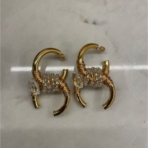 SOLD - JEBLANC Mixed Metal Twisted Hoops in Gold